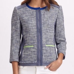 Elie Tahari Pearson Blazer Blue Green Tweed
